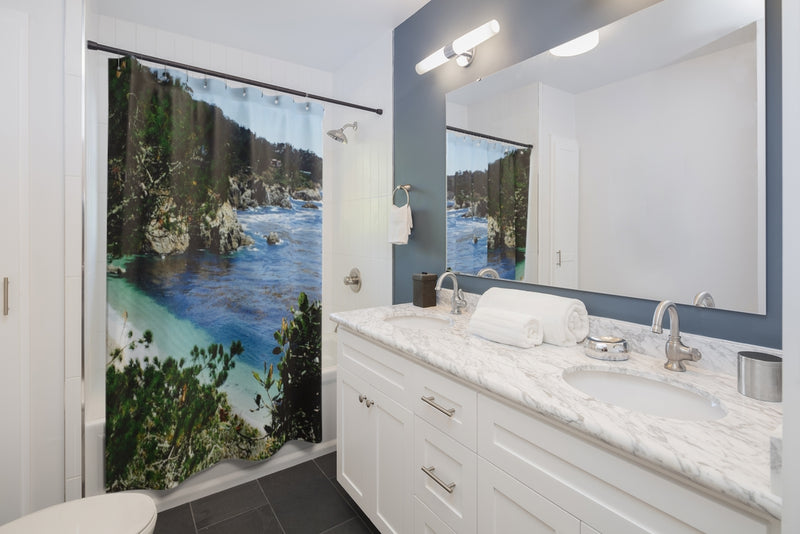 Load image into Gallery viewer, Blue Lagoon shower curtain-Degree T Shirts