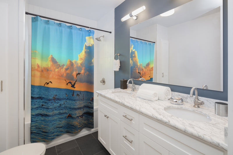 Load image into Gallery viewer, Ocean View shower curtain-Degree T Shirts