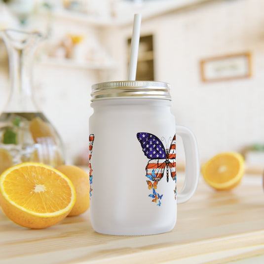 American Butterfly 12oz mason jar drinking glass