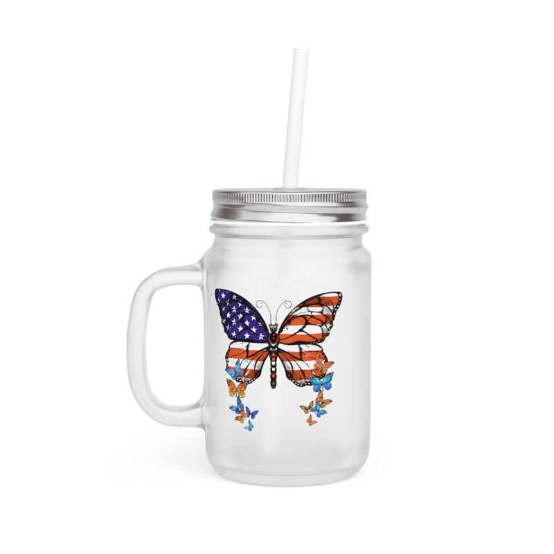 Load image into Gallery viewer, American Butterfly 12oz mason jar drinking glass