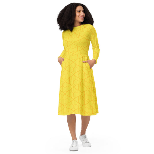 Brielle long sleeve midi dress