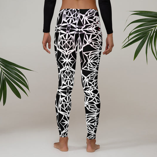 Black/ White Pattern Leggings-Degree T Shirts