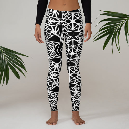 Black/ White Pattern Leggings-Degree T Shirts