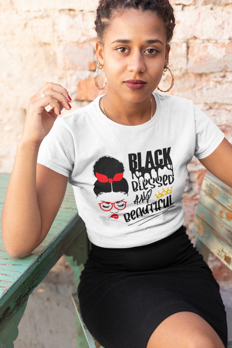 Load image into Gallery viewer, Black Blessed and Beautiful-Degree T Shirts