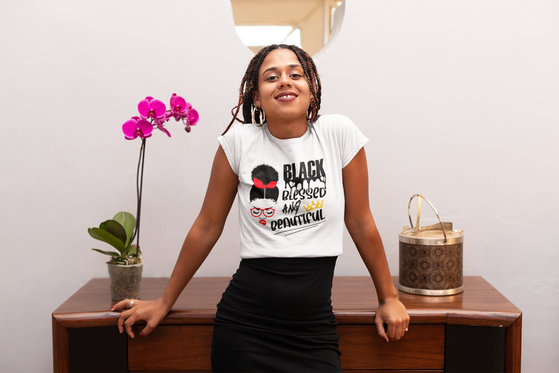 Load image into Gallery viewer, Black Blessed and Beautiful-Degree T Shirts