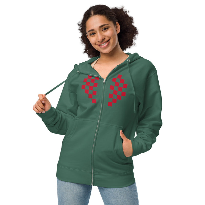 Load image into Gallery viewer, Checkered Heart zip up hoodie
