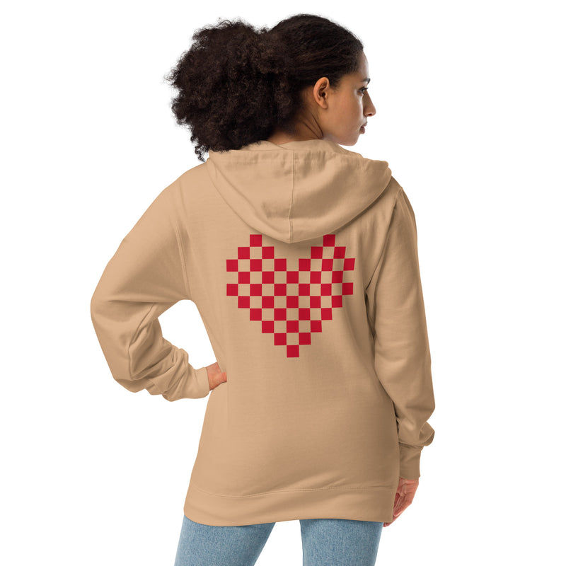Load image into Gallery viewer, Checkered Heart zip up hoodie