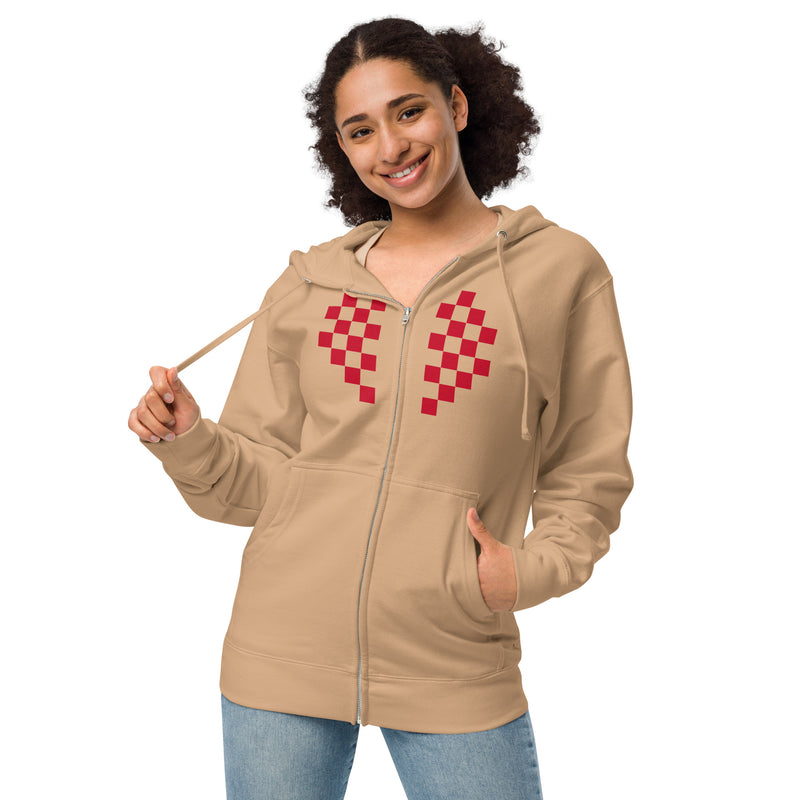 Load image into Gallery viewer, Checkered Heart zip up hoodie