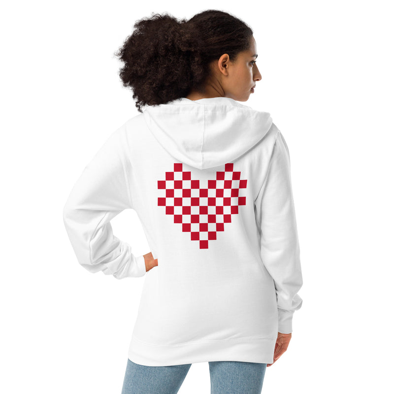 Load image into Gallery viewer, Checkered Heart zip up hoodie