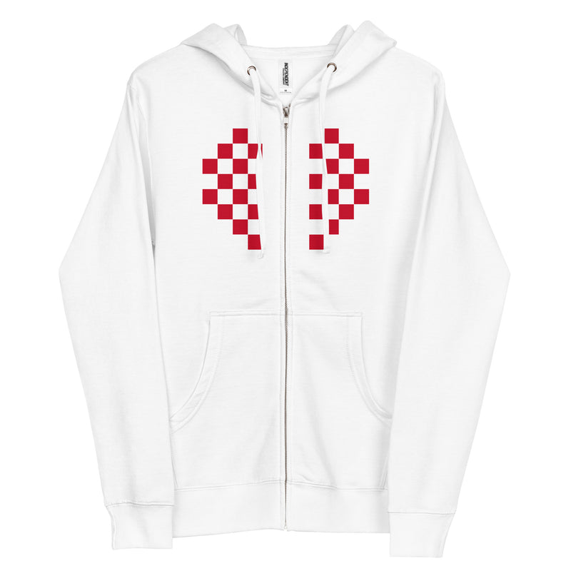 Load image into Gallery viewer, Checkered Heart zip up hoodie