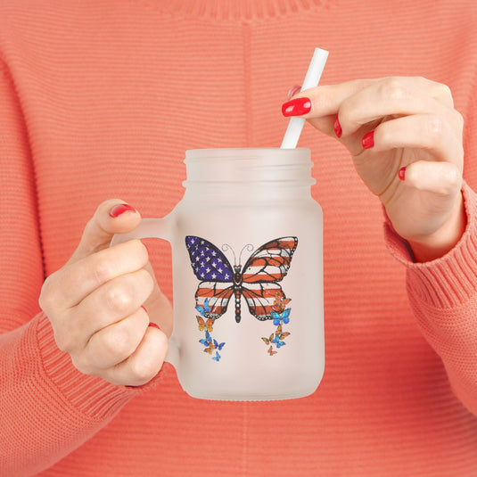 American Butterfly 12oz mason jar drinking glass