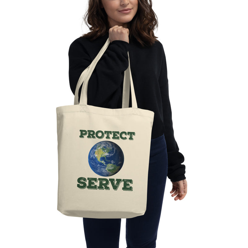 Load image into Gallery viewer, Protect/Serve Earth Eco Tote Bag-Degree T Shirts
